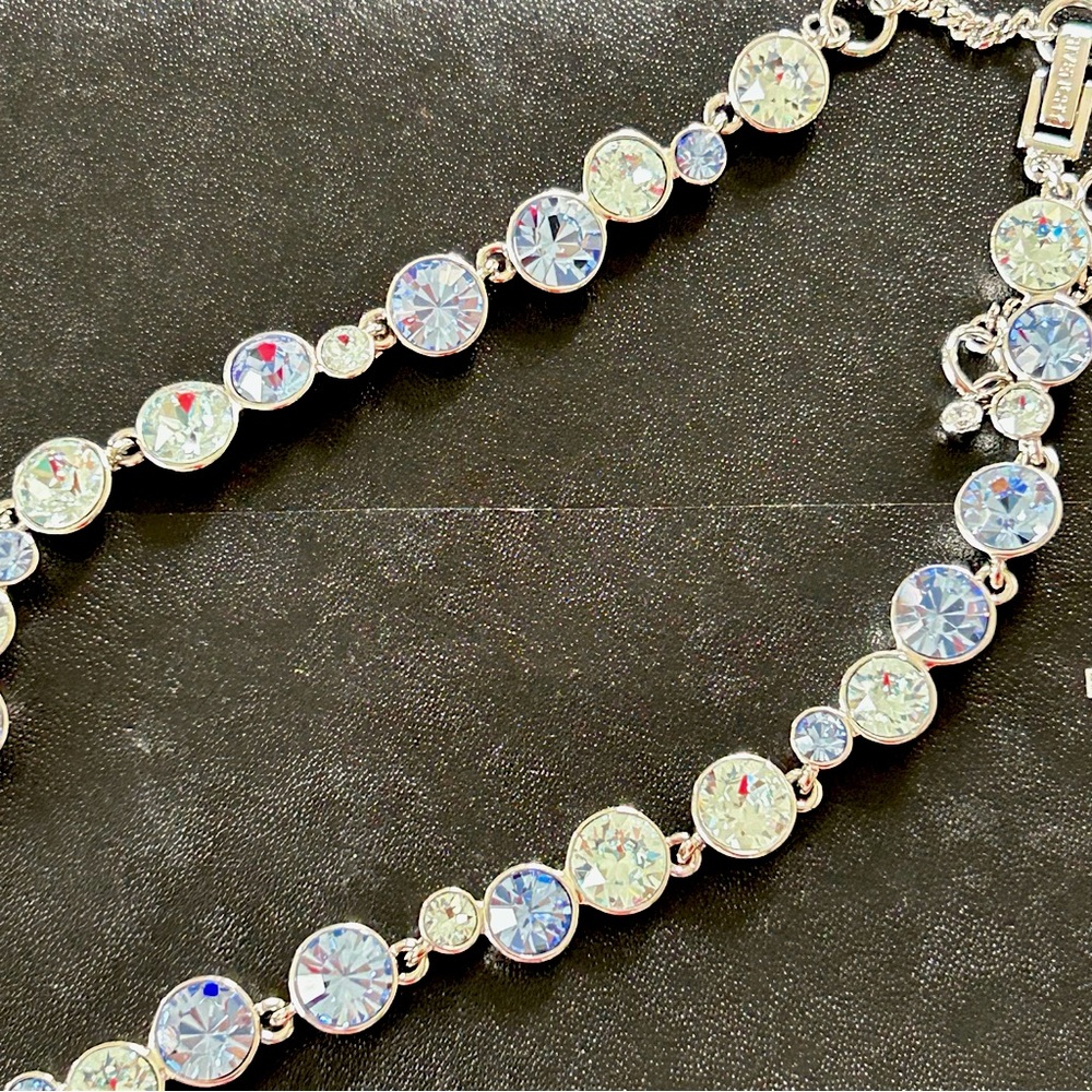 NWT Givenchy Multi Crystal Necklace Blue Green Clear Shiny - Picture 3 of 6